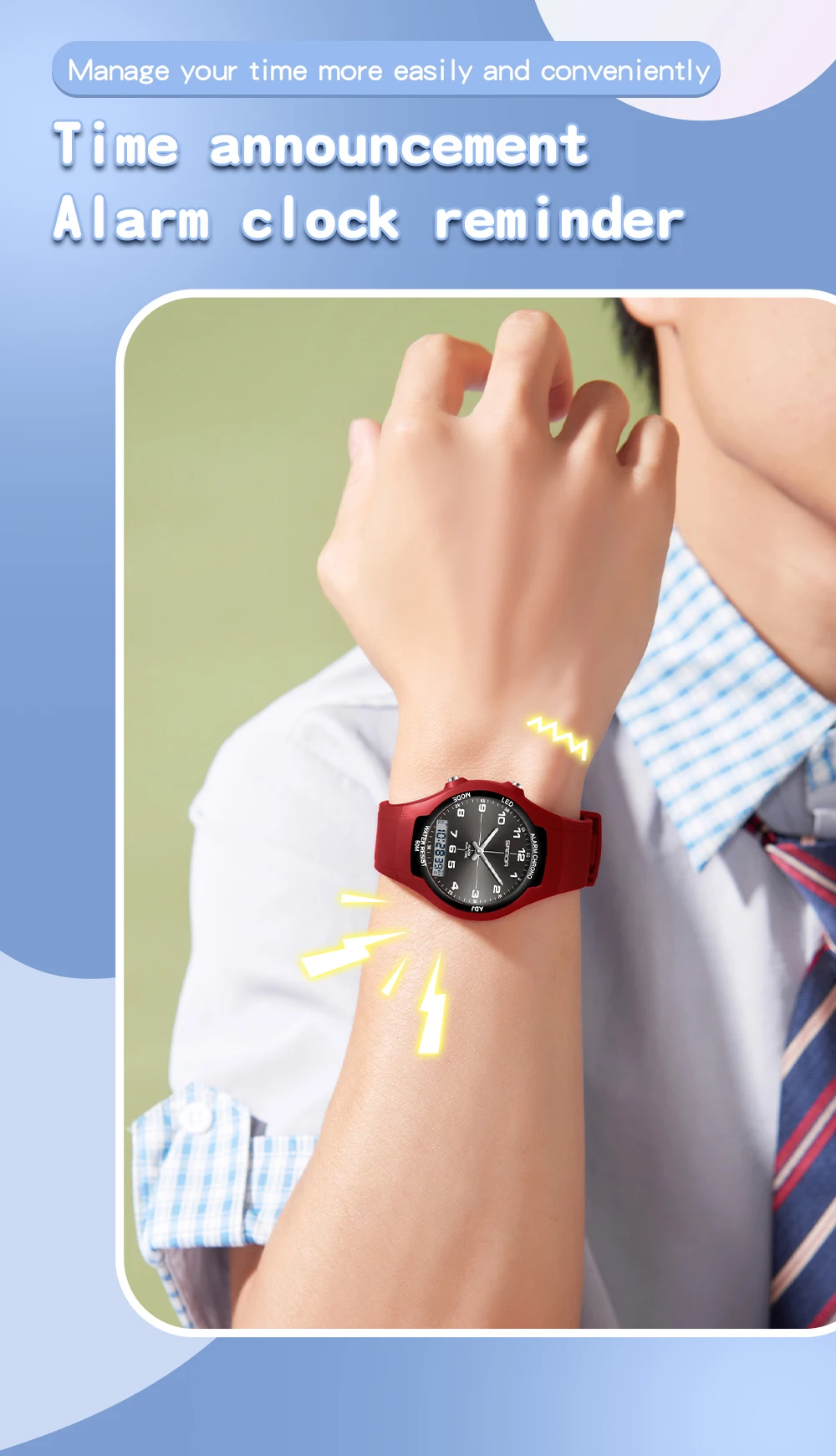 SANDA 6320 Neue Sportliche Wasserdichte Damenuhr Digitale Nachtlicht-Weckuhr für Männer und Frauen, Studentenuhr – Detail 19