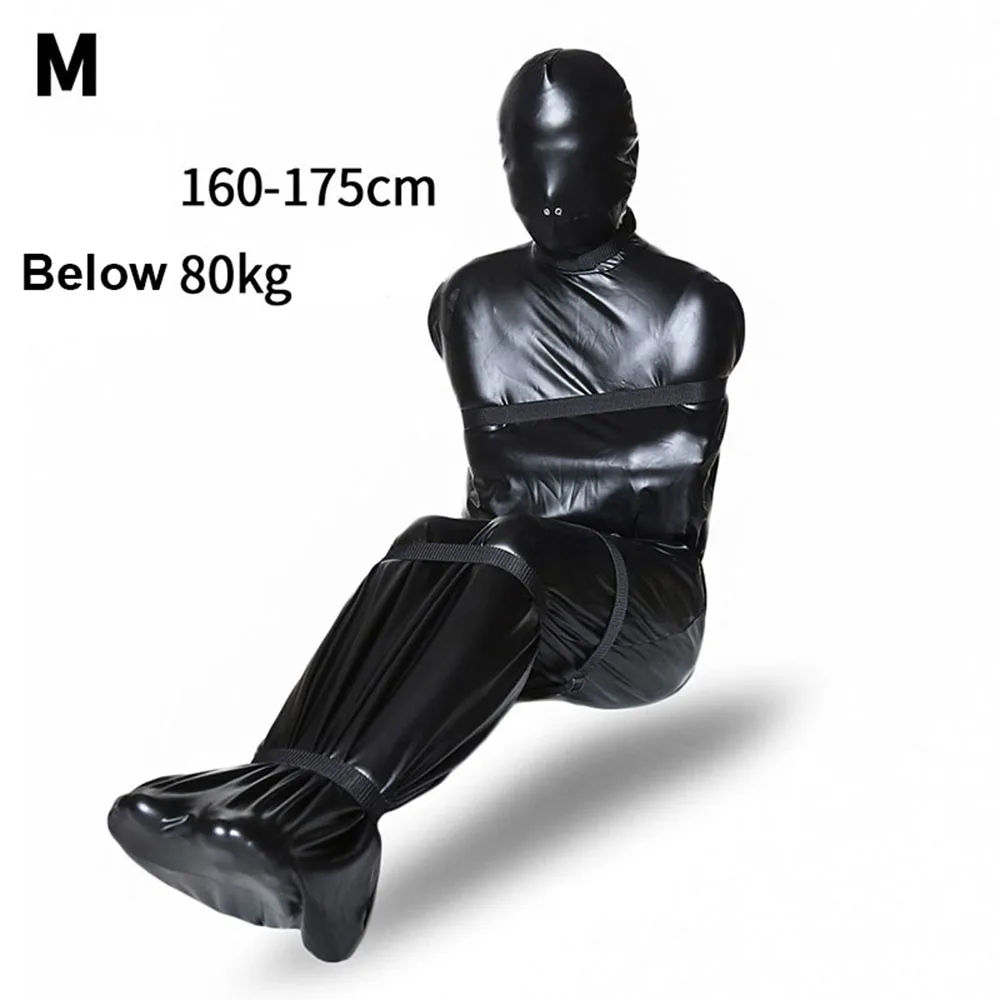 Zip Full Body Bondage Mummy Sack Sleeping Bag Erotic Costume BDSM Detachable Hood Mask Restraint Slave Sex Toys for Women Men