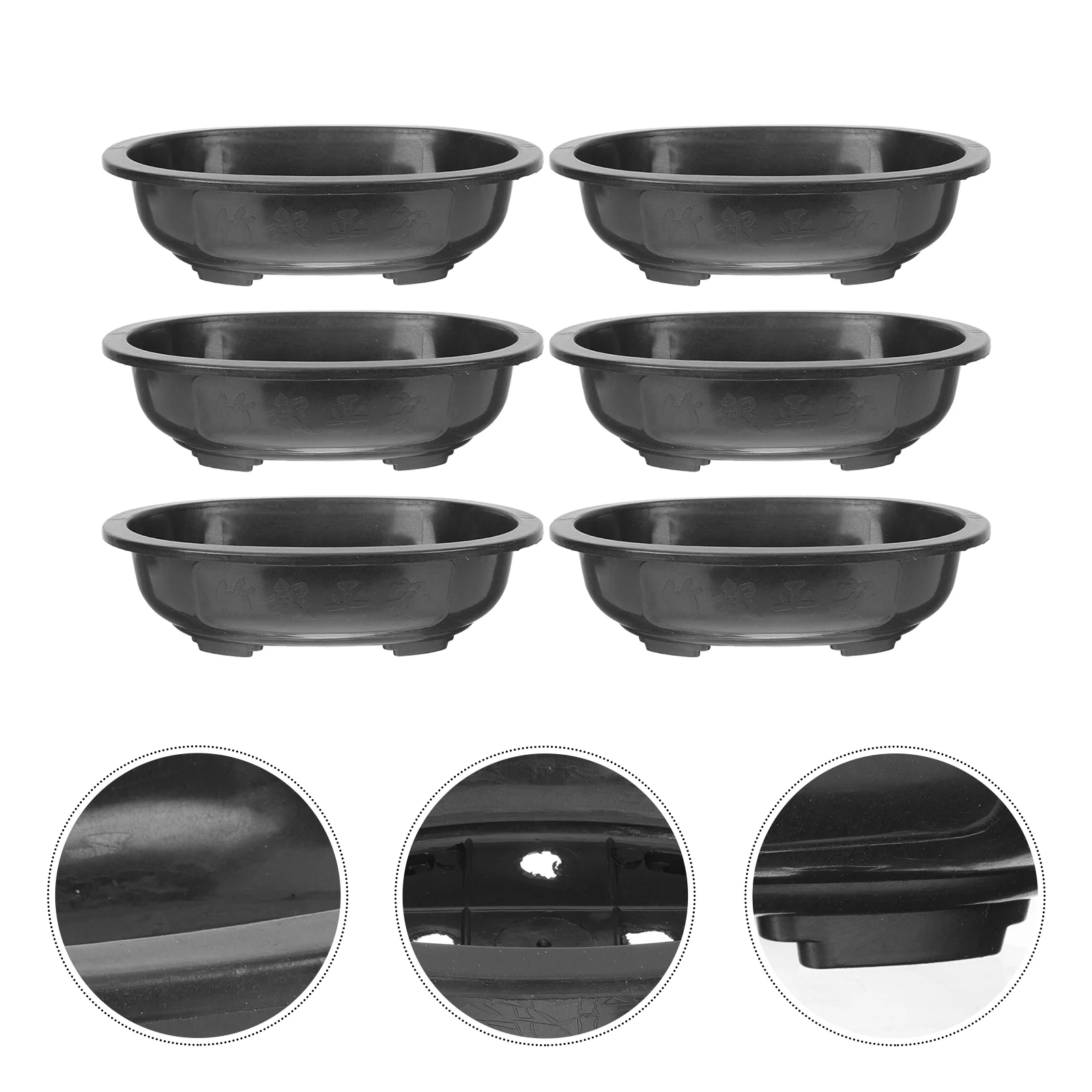 

6 Pcs Flower Pot Bonsai Square Planters for Outdoor Plants Pots Oval Gardening Flowerpots Mini