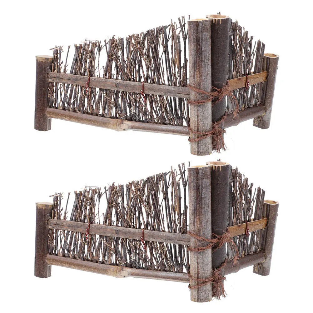 2Pcs Delicate Bamboo Mini Fence for Micro Landscaping Bonsai Decor DIY Sashimi Plate Decoration Tea Table Ornament Photo
