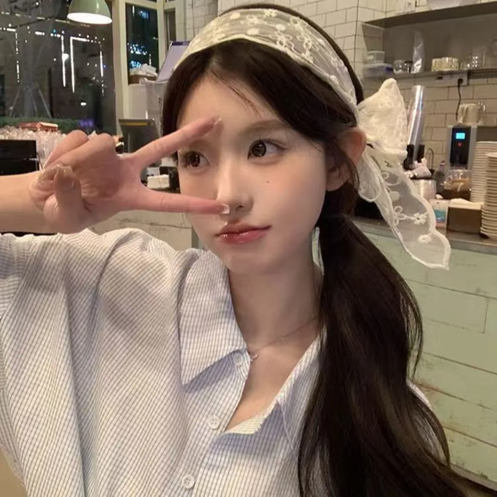 

All-match Korean Style Lace Hair Band Ribbon Headwear Bow Headband Fairy Hair Accessories Hair Hoop Girls