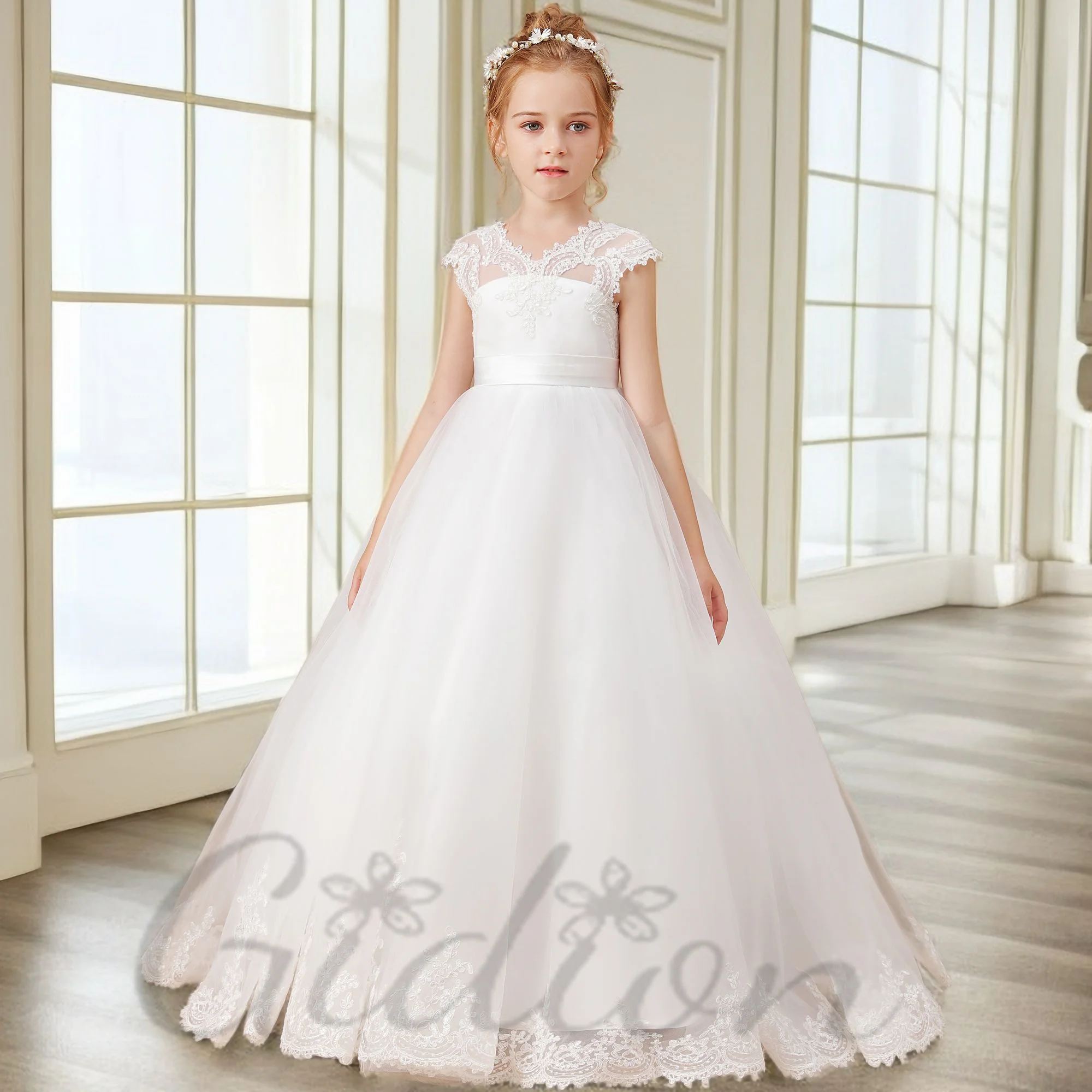 

Princess Flower Girl Dress For Kids Birthday Eveing Party Wedding Prom Ceremony Fist Communion Event Pageant Banquet Ball-Gowen