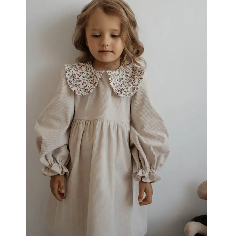 Corduroy Big Girls Long Sleeve Dresses Size 7-8 2 3 4 5 6 9 10 Year Girls Holiday Dresses Fall Spring Vintage Kids Clothing 2025