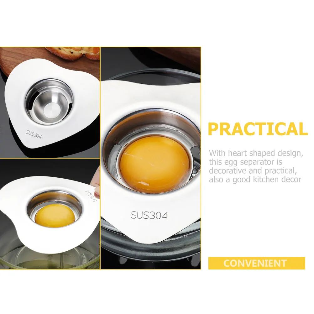 

Heart Shaped Separator Reusable Portable Long Handle Egg Yolk White Divider Stainless Steel Kitchen Baking Tool Household Egg