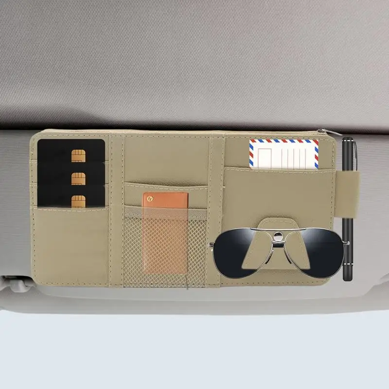 Car Sun Visor Bill Pen Business Card Holder CD Organizer Storage Box Sunglasses Clip Stowing Tidying Interior Car Accessories