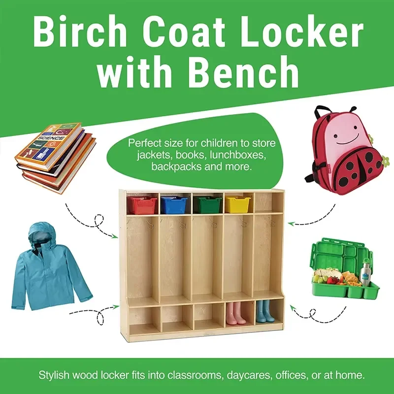 2026 XIHA Kid Wooden Cubbies & Locker Furniture Children School Bag Shoe Cloth Organizer Storage Preschool Montessori Daycare view 6