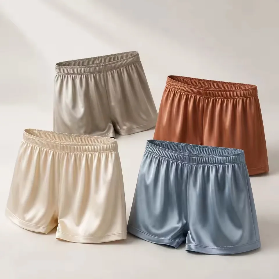 4-teiliges Set Sportunterwäsche für Herren in Übergröße, schnell trocknende, seidig glatte, einfarbige Aro-Hosen, lässige Boxershorts für Herren