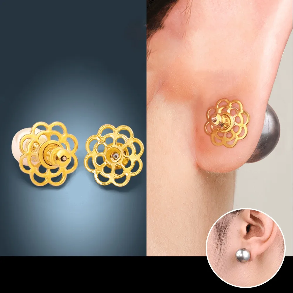 4pcs Flower Heavy Earrings with Back Cover Support Fixed Earring Puller Ear Stud Fixer Anti Sagging Earrings Lifter Anti Drop