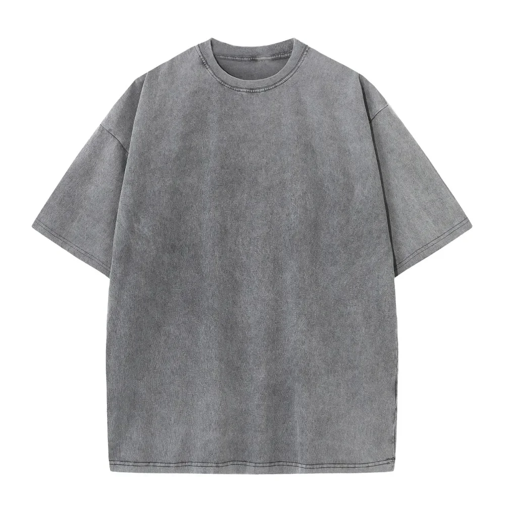 230G Cotton American Vintage Large Size T Shirts Men Summer Trendy Clothes Washed Distressed Tees Casual Short Sleeve Male Tops