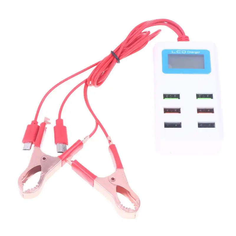 Universal 6USB Charger With LCD Clip 12-24V Multifunctional Clamp For Mobile Phone Quick Charge DIY Car Accessory