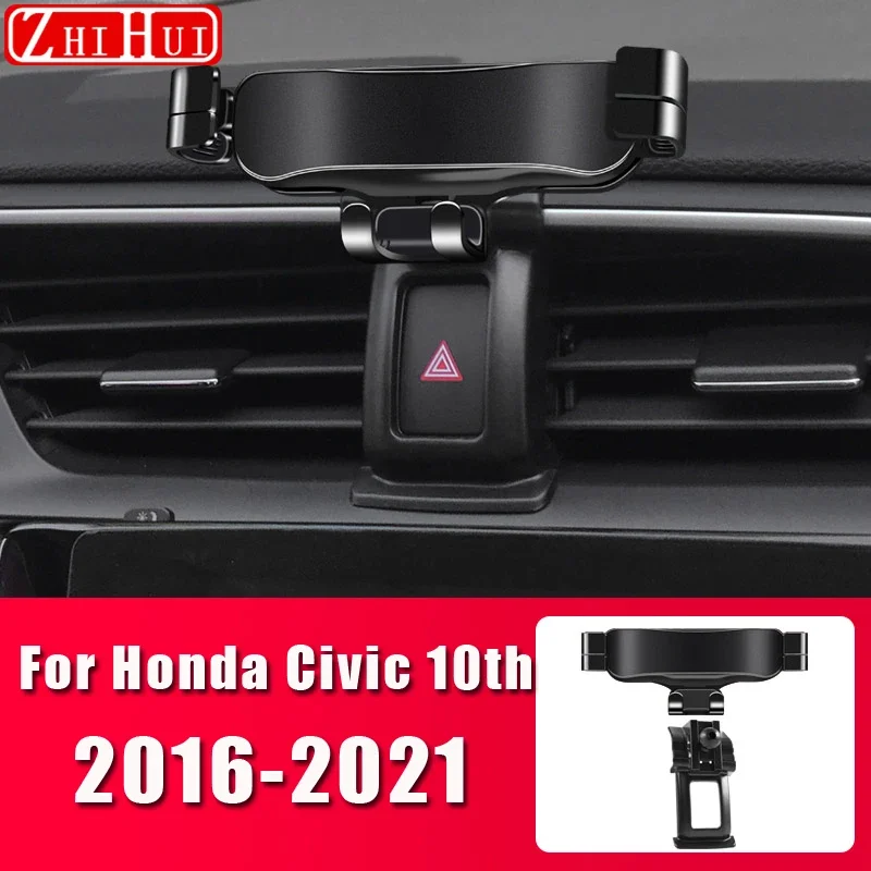 Para honda civic 10th 11th 2016-2022 estilo do carro suporte do telefone móvel suporte de montagem de ventilação de ar suporte de gravidade acessórios