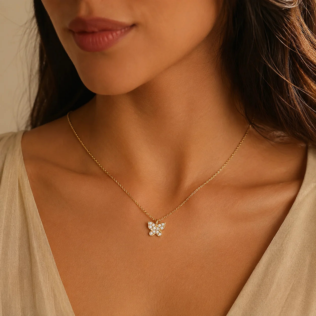 LongZhe S925 Silver Moissanite Butterfly Necklace 0.14CT D Color GRA Certified Diamond Tester Passed Fine Jewelry Gift