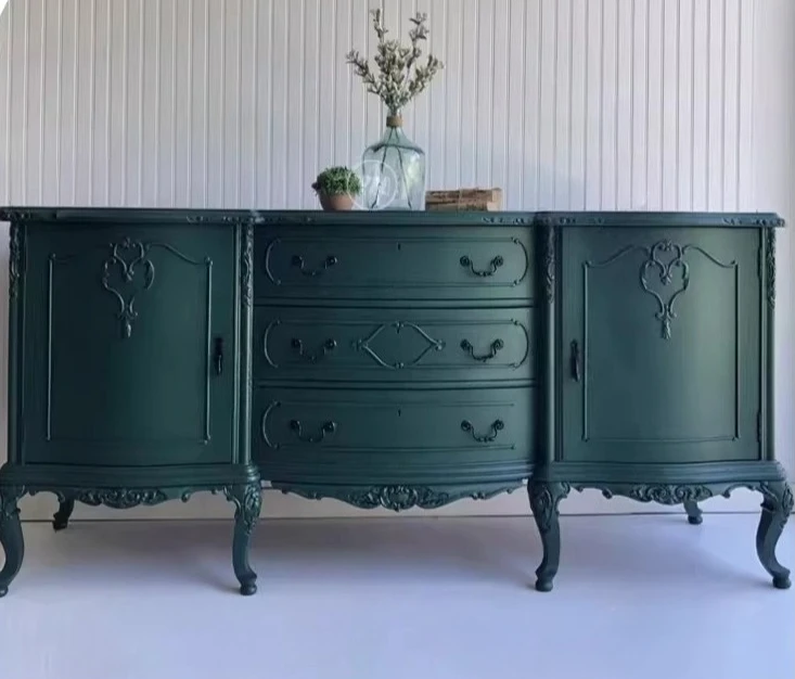 

Z Retro curved neoclassical solid wood chest cabinet Chinese carved storage cabinet