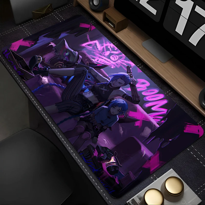 Mouse Pad Purple Anime Keyboard Pad PC Kawaii Girl Table Mat Laptop League of Legends Arcane Jinx Mousepad XXL HD Print Desk Mat