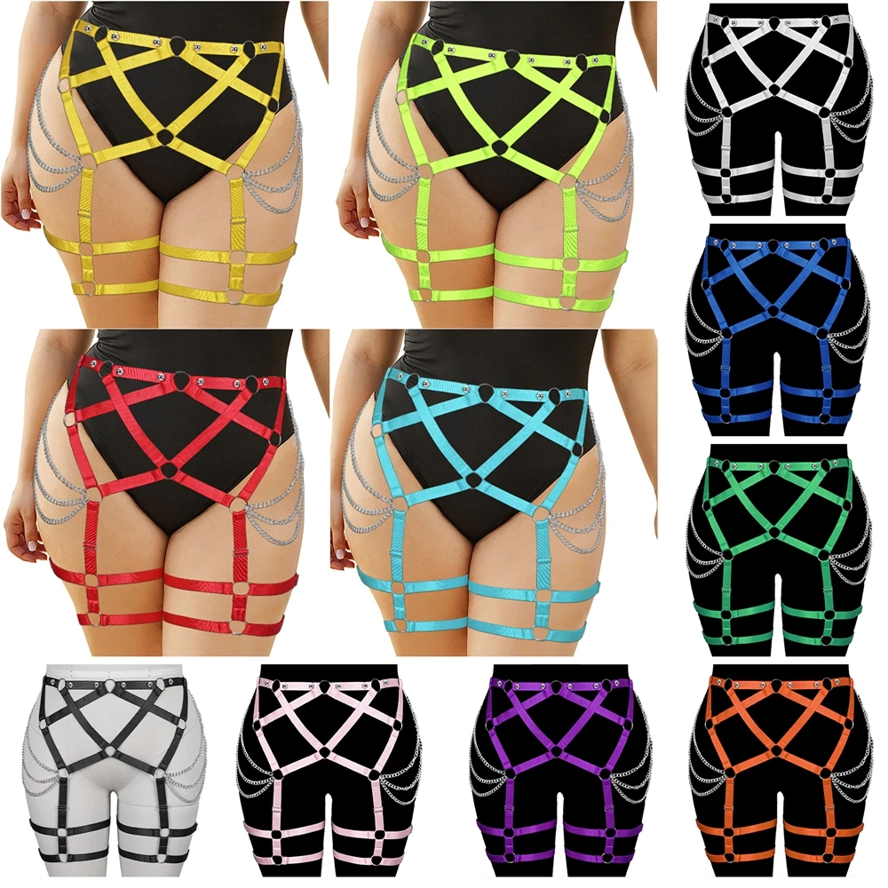 

Plus Size Adjust Body Women's Harness Body Strappy Stockings Belt Adjust Frame Goth Sexy Lingerie Harness Garter Belt Bondage