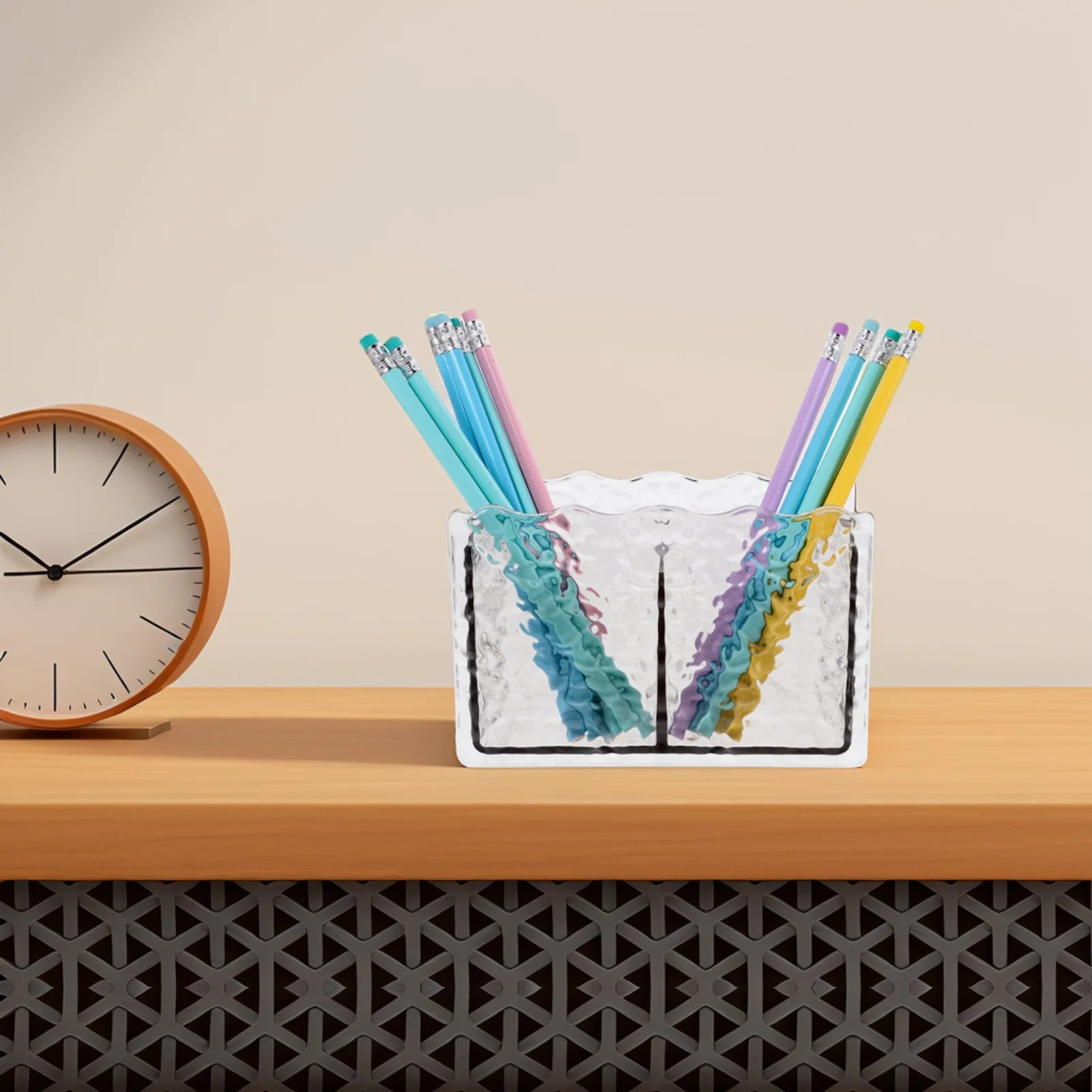 حامل قلم بلاستيكي للمكتب متعدد الوظائف منظم قرطاسية قلم رصاص كوب صندوق تخزين مكتبي مكتب المنزل دراسة الحمام #1