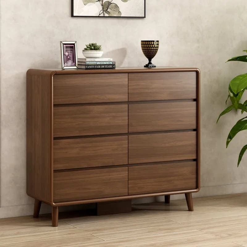 Chinese-style eight-bucket cabinet, solid wood drawer, bed end six-chest cabinet, bedroom storage cabinet, living room storage