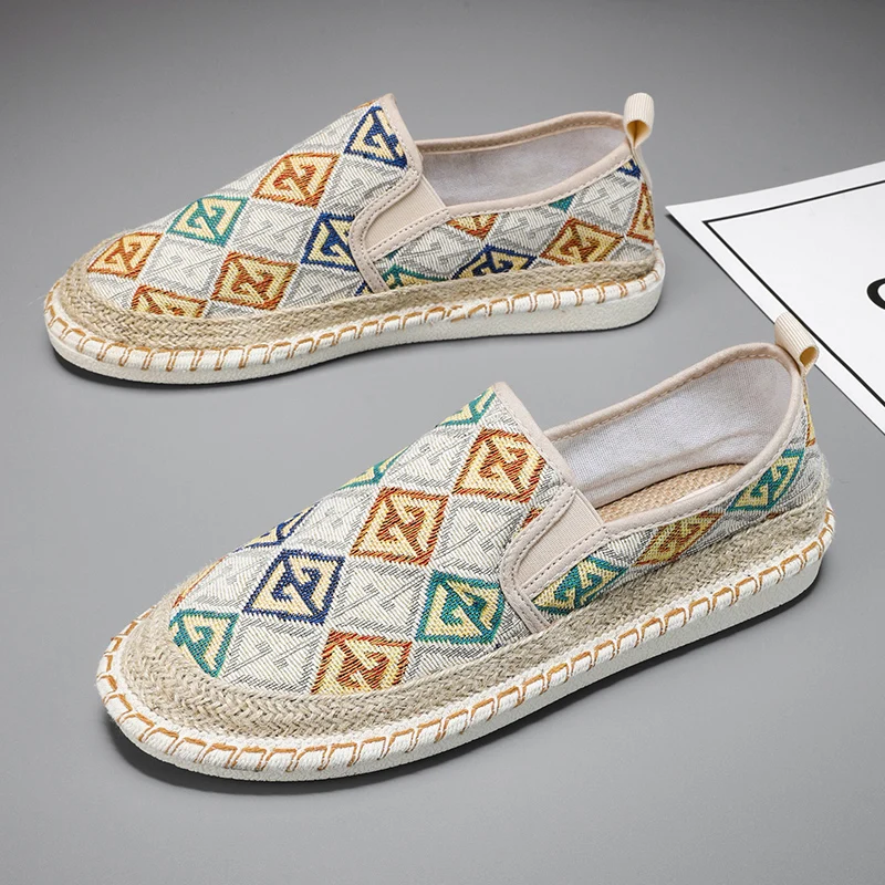 

Ethnic Embroidery Men's Laobeijing Cloth Shoes Bohemia Style Fisherman Shoes Men's Loafers Light Slip-On Flat Casual Shoes Men