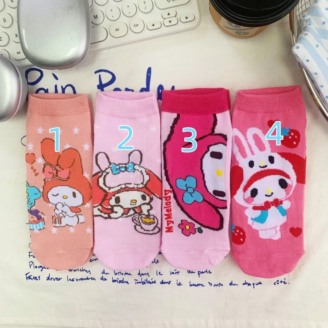 5/ نسخة كورية مزدوجة ميلودي بأنماط كرتونية - "My Melody" - جوارب نسائية جميلة ورائعة #6