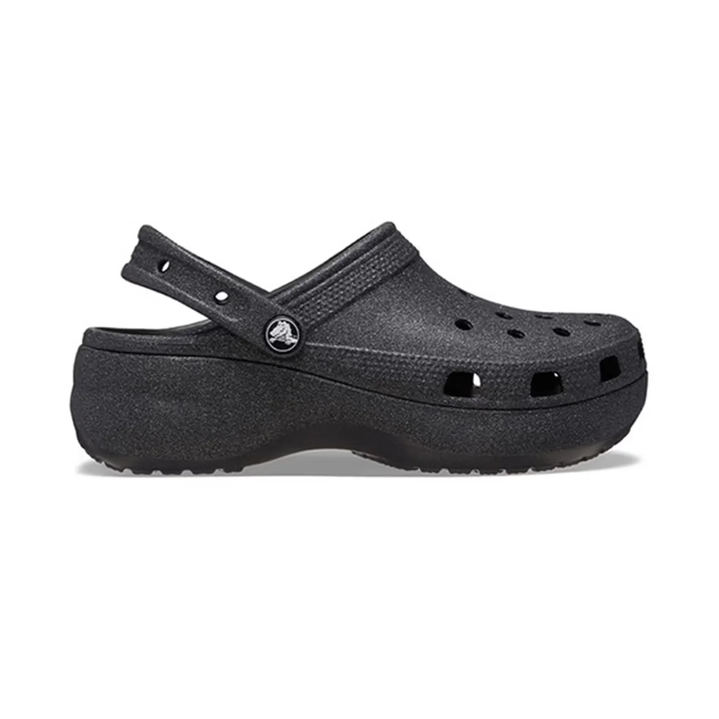 Crocs Classic Platform Clog Women's Glitter Clogs – Black, Fine-Glitter Finish, Thick Sole & Height-Enhancing 207241-001
