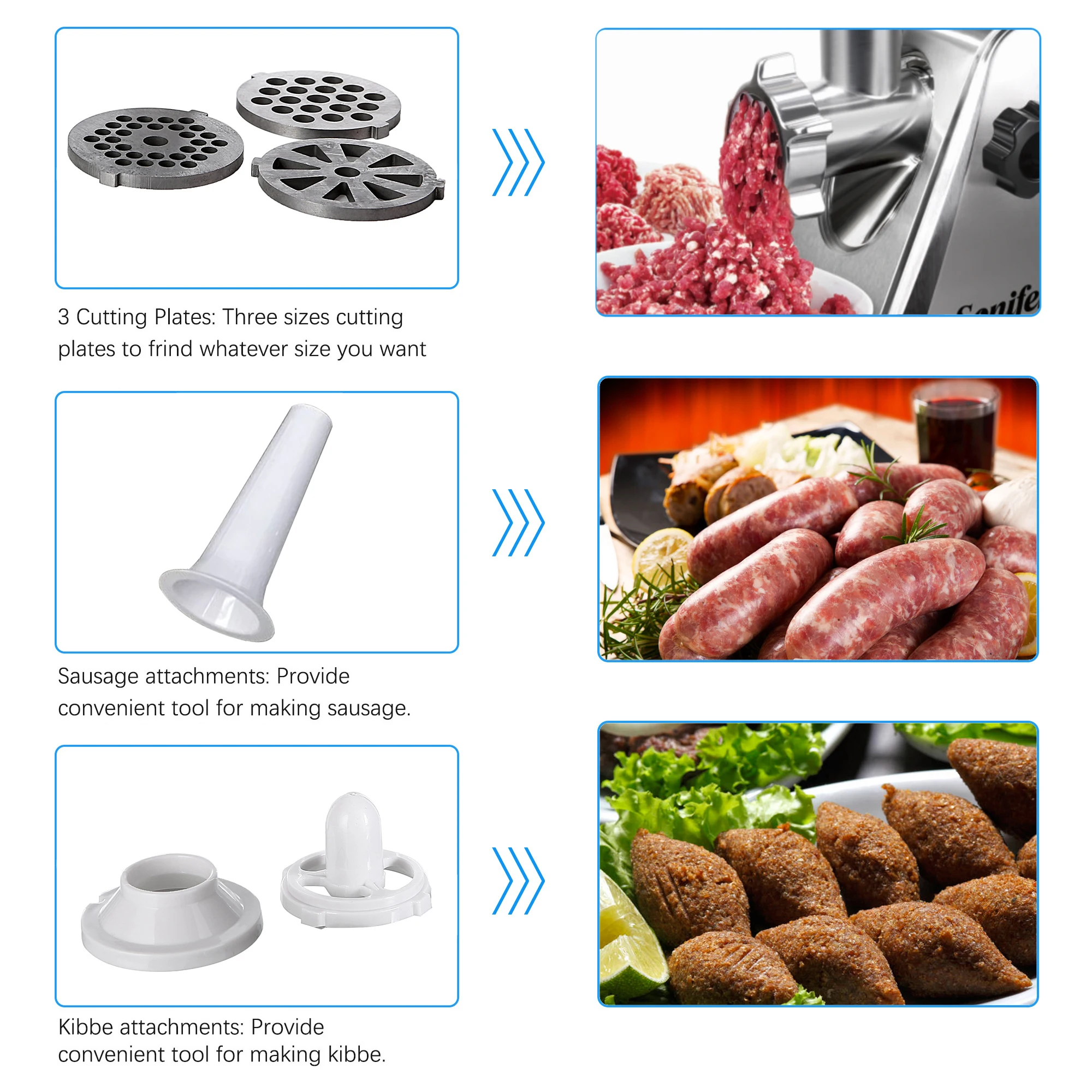 Electric Meat Grinders Stainless Steel Heavy Duty Mincer Sausage Stuffer Food Processor Home Appliances Kitchen Chopper Sonifer