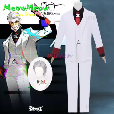 Anime TO BE HERO X Costume X Cosplay Costume Anime White Uniform Glasses Cosplay Wig Men Role Play Halloween Party Suit Costume