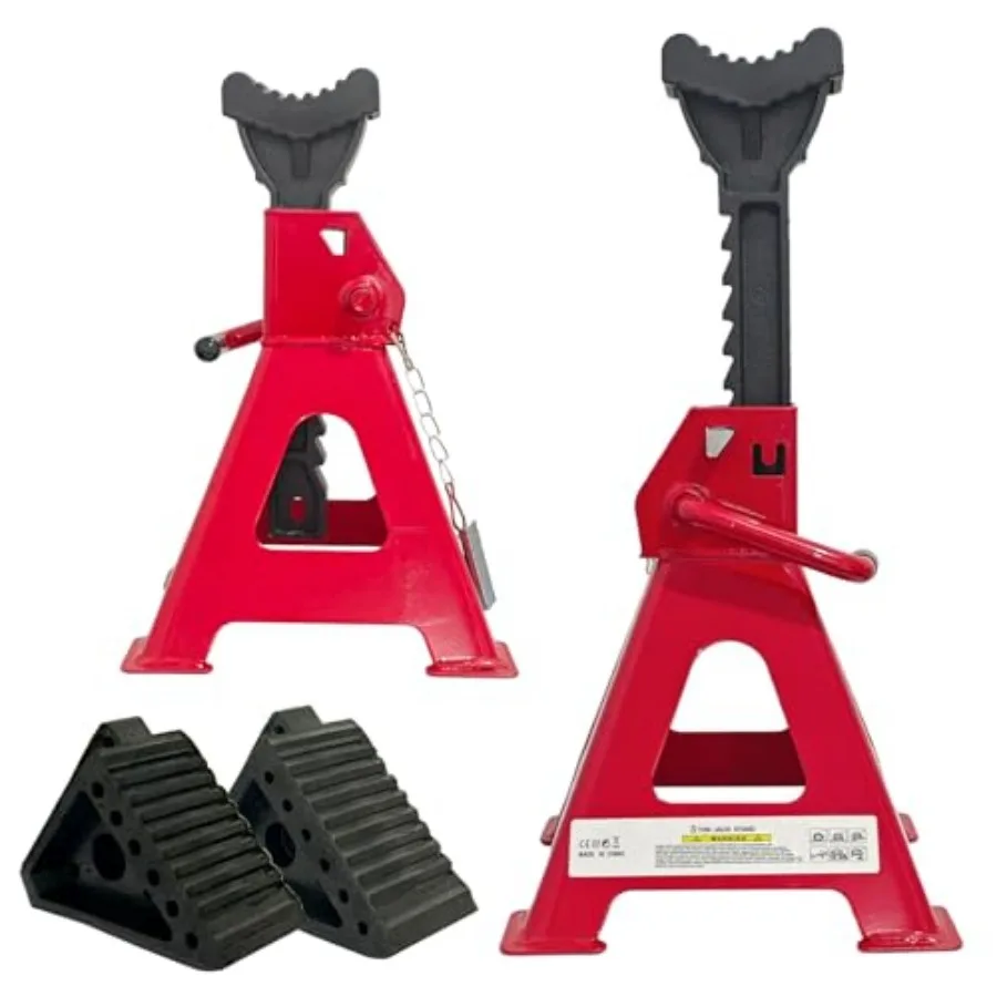 

Jack Stands 3 Ton Jack Stands with Solid Wheel Chocks 6600lbs Capacity11"-16.33" Adjustable Car Lift Stands with Double Pin Loc