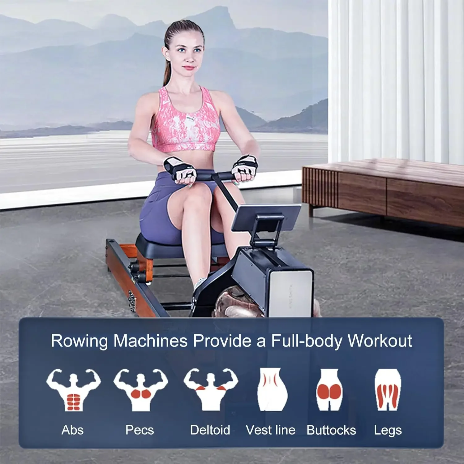 Rowing Machine for Home Use Foldable Rowing Machine Triple Folding Water Resistance Rower