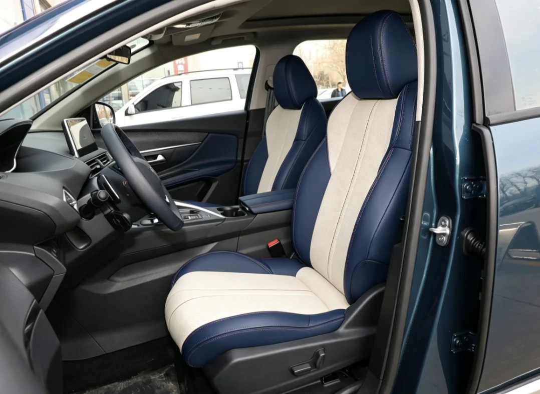 Für Peugeot 5008 2017~2023 Maßgefertigte Autositzbezüge Luxuriöses Nappaleder 100% Passgenau Innenausstattung 360 ° Vollständige Abdeckung – Detail 5