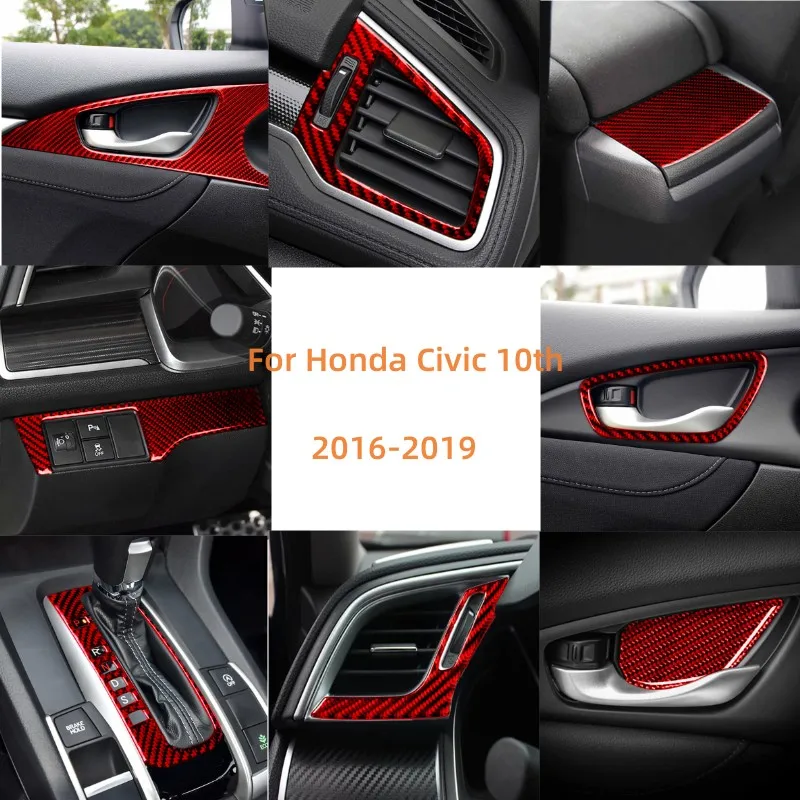 

Car Interior Carbon Fiber Trim Sticker For Honda Civic 10th 2016 2017 2018 2019 Styling Accessories