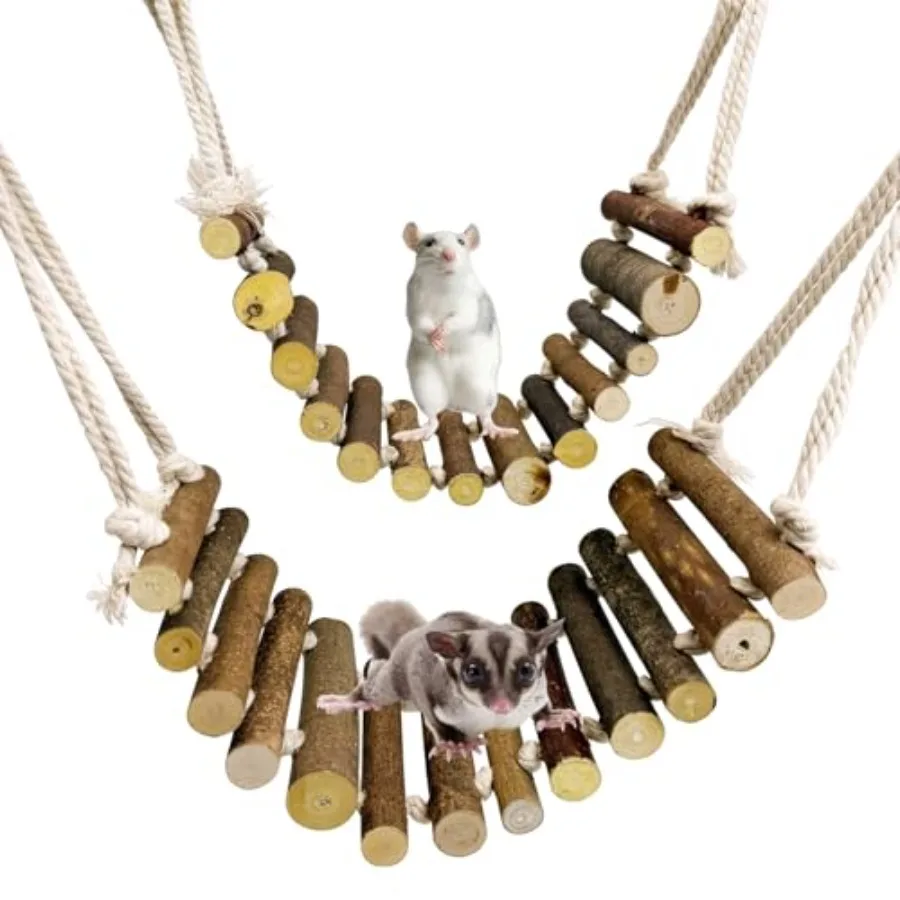 

Сахарный планер, игрушки для скалолазания, 2 упаковки ture, деревянная веревочная лестница, петля, сахарный планер, мостовая клетка, аксессуары для мышей, крыс, хомяка, песчанки C