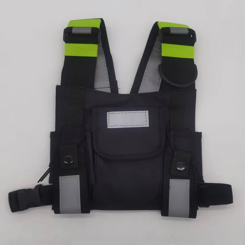 

Functional Chest Pack Unisex Vest Streetwear Bag Reflective Strip Man Chest Rig Bag Vest Backpack Oxford Cloth Walkie-talkie Bag