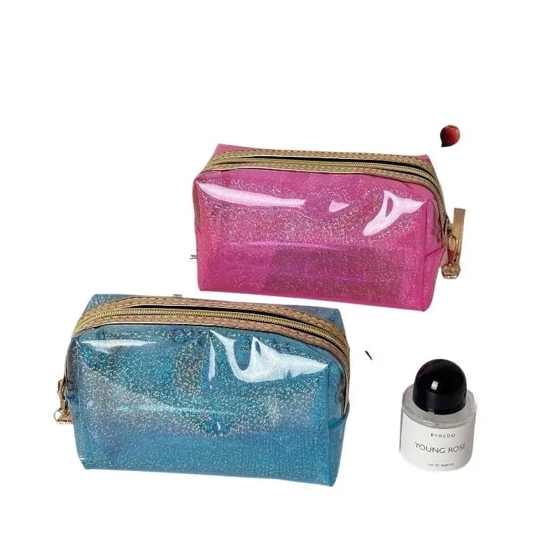 Glitzernde, transparente, wasserdichte Kosmetiktasche aus PVC mit großem Fassungsvermögen für Reisen und Toilettenartikel – Detail 6