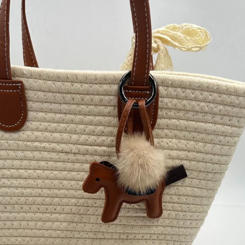 

Cute Horse-shaped Bag Charm Creative Cartoon Animal Keychains Brand Fashion Horse Year Auspicious Versatile Brown New Pendant