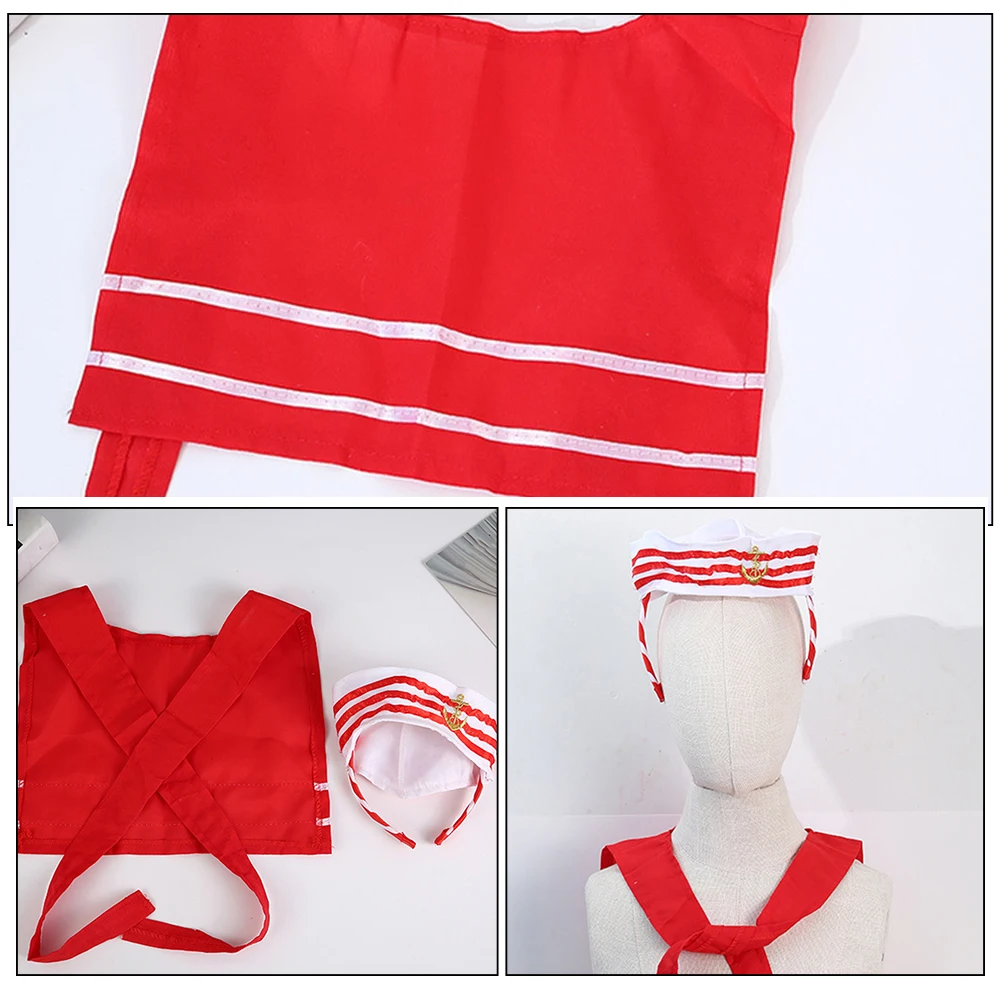 

1 set 1 Set Sailor Hat Headband Shawl Cosplay Costume Accessories Halloween Party Nautical Hair Hoop Festival Dress Up Captain