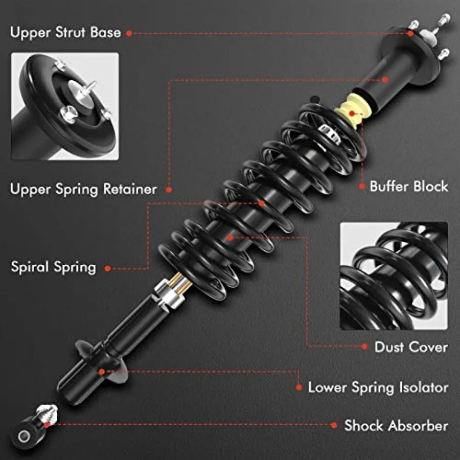 Rear Struts Compatible with 2007-2015 Mini Cooper, Exc. JCW Model/Package - 2x Replacement Suspension Complete Strut Assembly S