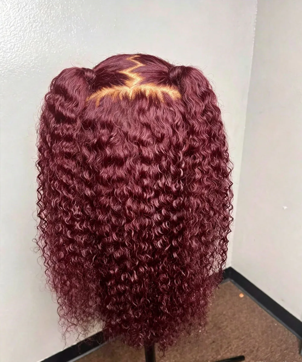 250 Dichte Deep Wave 99J Burgunderrot 13x4 Lace Frontal Perücke Echthaar 30 Zoll HD Lace Front Perücken Rotwein Wasserwelle Remy Haar