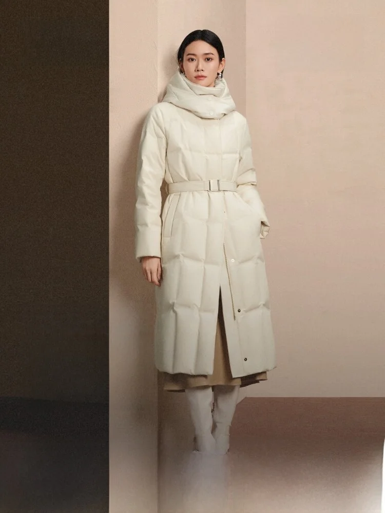 

Зимняя женская удлиненная куртка Bosideng с гусиным пухом, облегающая, универсальная, 90% гусиный пух, теплая, городская, повседневная, утолщенная