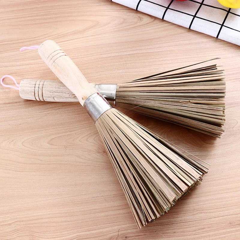 25cm Bamboo Wok Brush Large Pot Brush Wash Pot Brush Kitchen Cleaning Brush Restaurant Natural Bamboo Brush Hotel Supplies