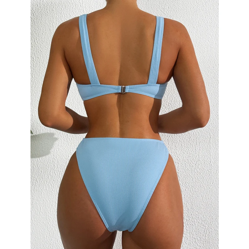 FASKO bleu clair une pièce bikini maillot de bain femme une pièce maillot de bain 2025 bikini costume été plage maillot de bain une pièce