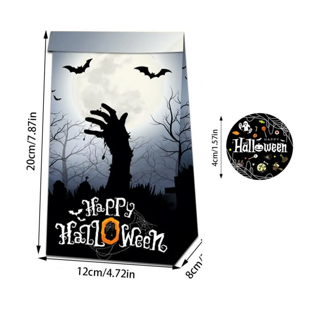 حقيبة تخزين الحلوى مع ملصقات ، أكياس حلوى الهالويز الزخرفية ، أكياس معالجة ورقية صغيرة ، خدعة أو حلوى ، لوازم الحفلات ، مجموعة واحدة #6