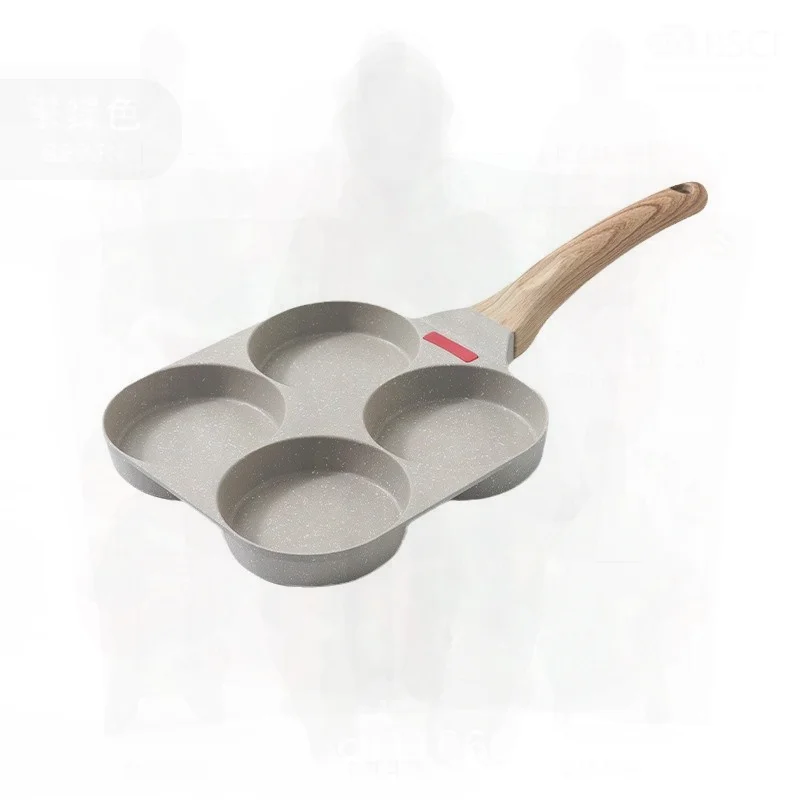 

Non-Stick Four-Hole Frying Pan 18cm Aluminum Material Egg Burger Pot Mini Breakfast Pan Household Kitchen Essential Gray/White