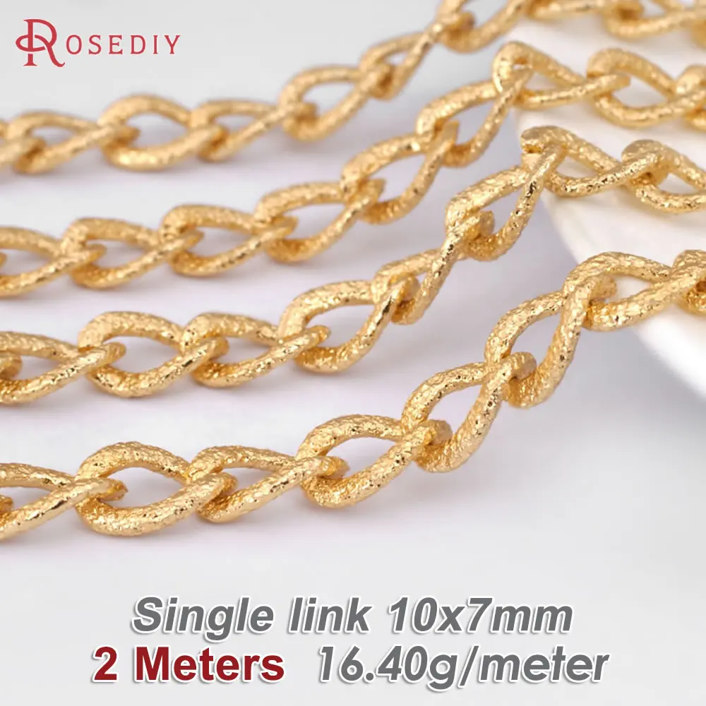 2 Meters 10x7MM Oxidation Gold Color Aluminum Embossed Extended Chain Diy Jewelry Necklaces Findings Accessories Wholesale