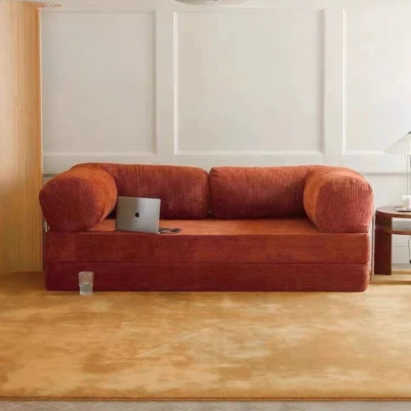 French Fabric Convertible Sofa Bed Modular Foldable Design Retro Vacuum Compression Couch for Small Living Room furniture