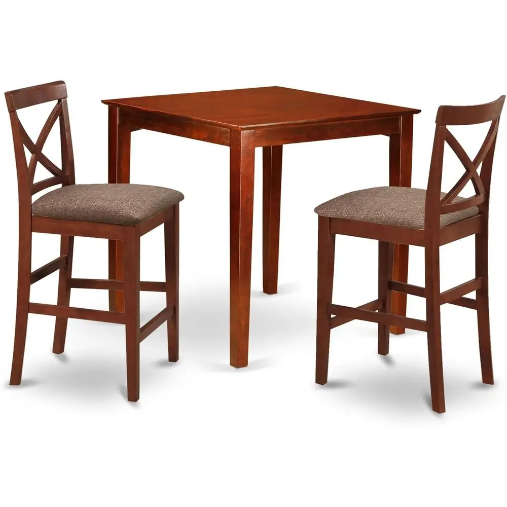 

Обеденный комплект из 3 предметов для столовой зоны с квадратным столом и 2 льняными стульями, 36x36 дюймов, коричневый