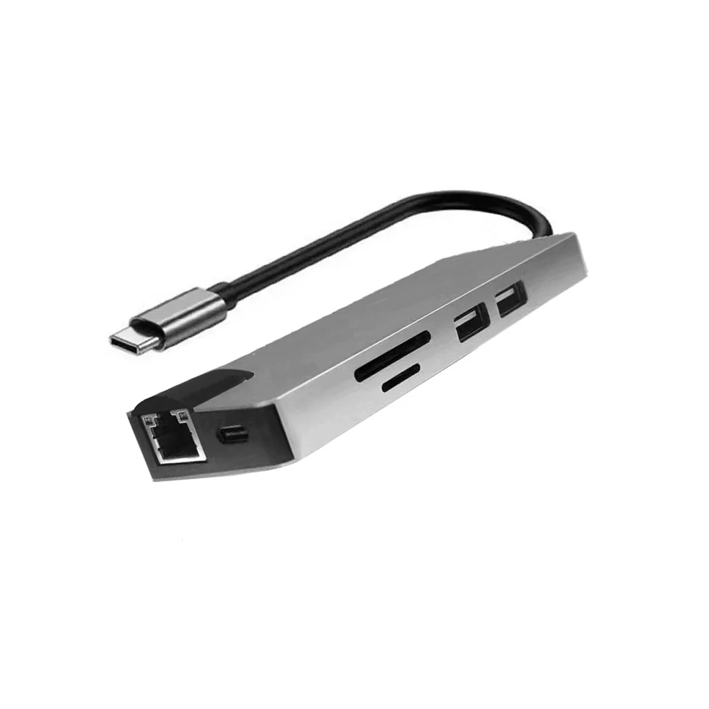 Divisor adaptador multiport usb c hub 8 em 1 rj45 1000mbps, 4k hdtv, cartão sd/tf, hub usb com porta ethernet, 5 em 1 rj45 1000 m