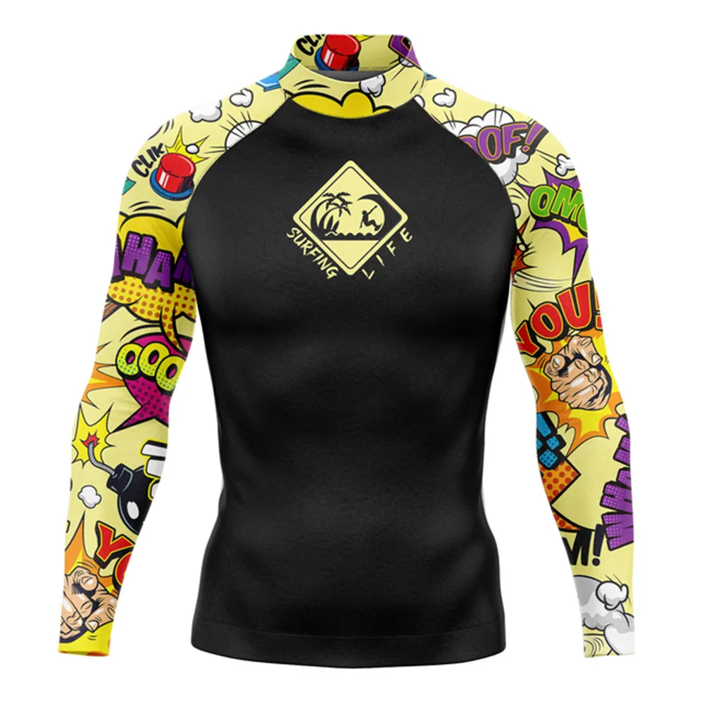 New Surfing Shirts Long Sleeve Quick Dry Rashguard Men\'s Swimwear Uv Protection Solar Beach Shirt Diving Apparel Camisa Surf