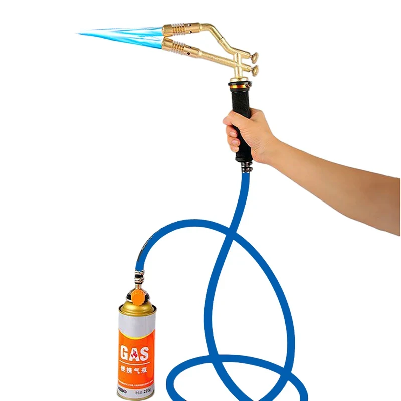 3600°F Double Head LPG Butane Welding Torch, Multipurpose Tool for AC Copper Tube Welding, Cow Hair Depilation and Barbecue