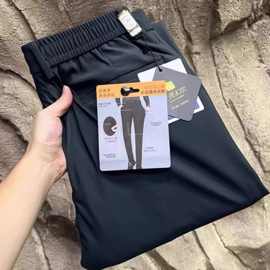 

Busin повседневные мужские брюки с прямыми штанинами на подкладке Thiened Fce, облегающие брюки, зимнее новое поступление, Ele Gentleman Sle