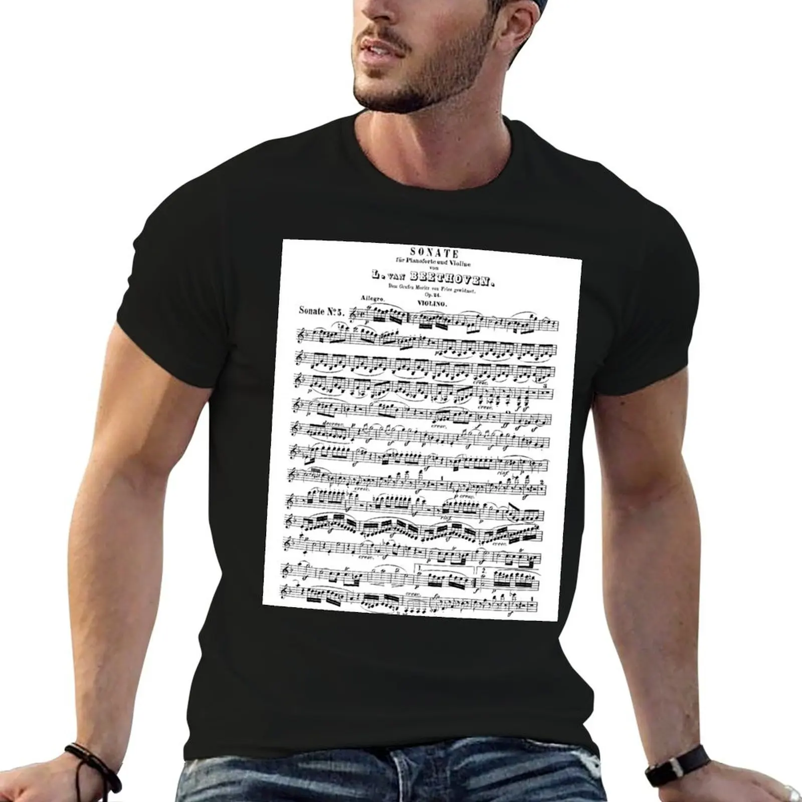 

Beethoven Violin Sonata no. 5 T-Shirt t shirts for man graphic vintage cotton t shirt pack T-Shirt
